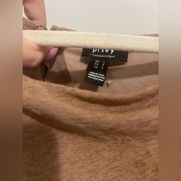 M Boutique ONE SHOULDER TAN SHIMMER MIDI DRESS - Picture 5 of 5